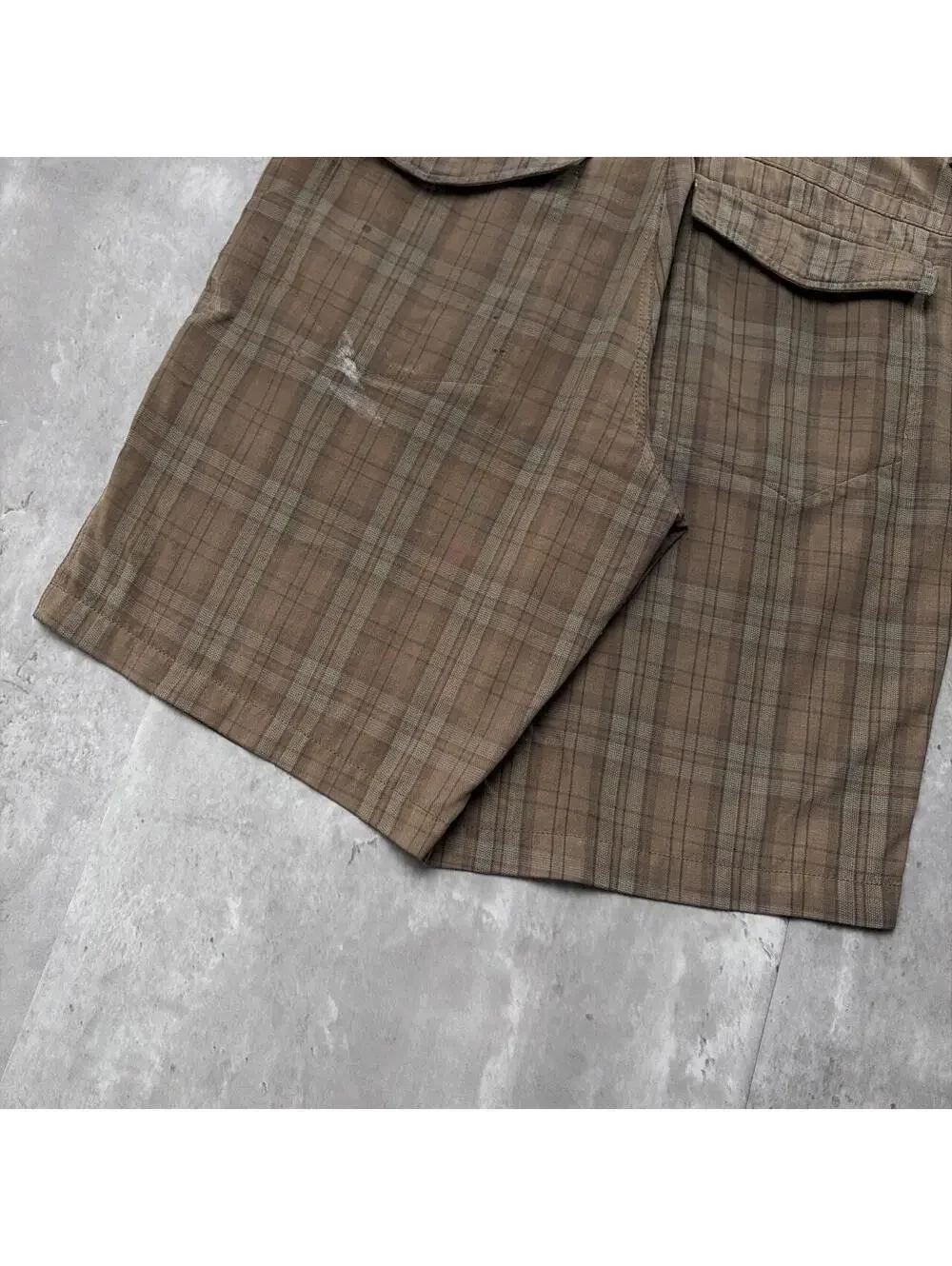 Y2K Brown Redsand Surf Grunge Plaid Baggy Distressed Skater Shorts